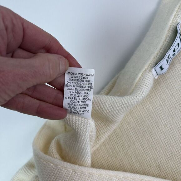 IZOD vintage Cardigan Sweater Mens M Ivory Y2K Oversized Grandpa Preppy Academia - Picture 13 of 13